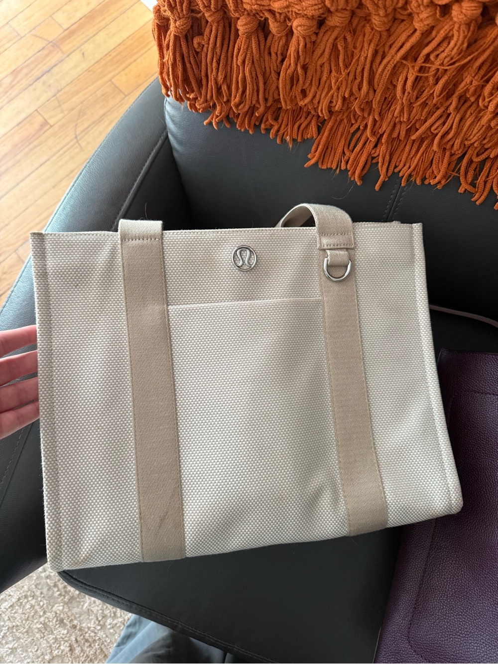 lululemon athletica Beige Canvas Messenger Tote